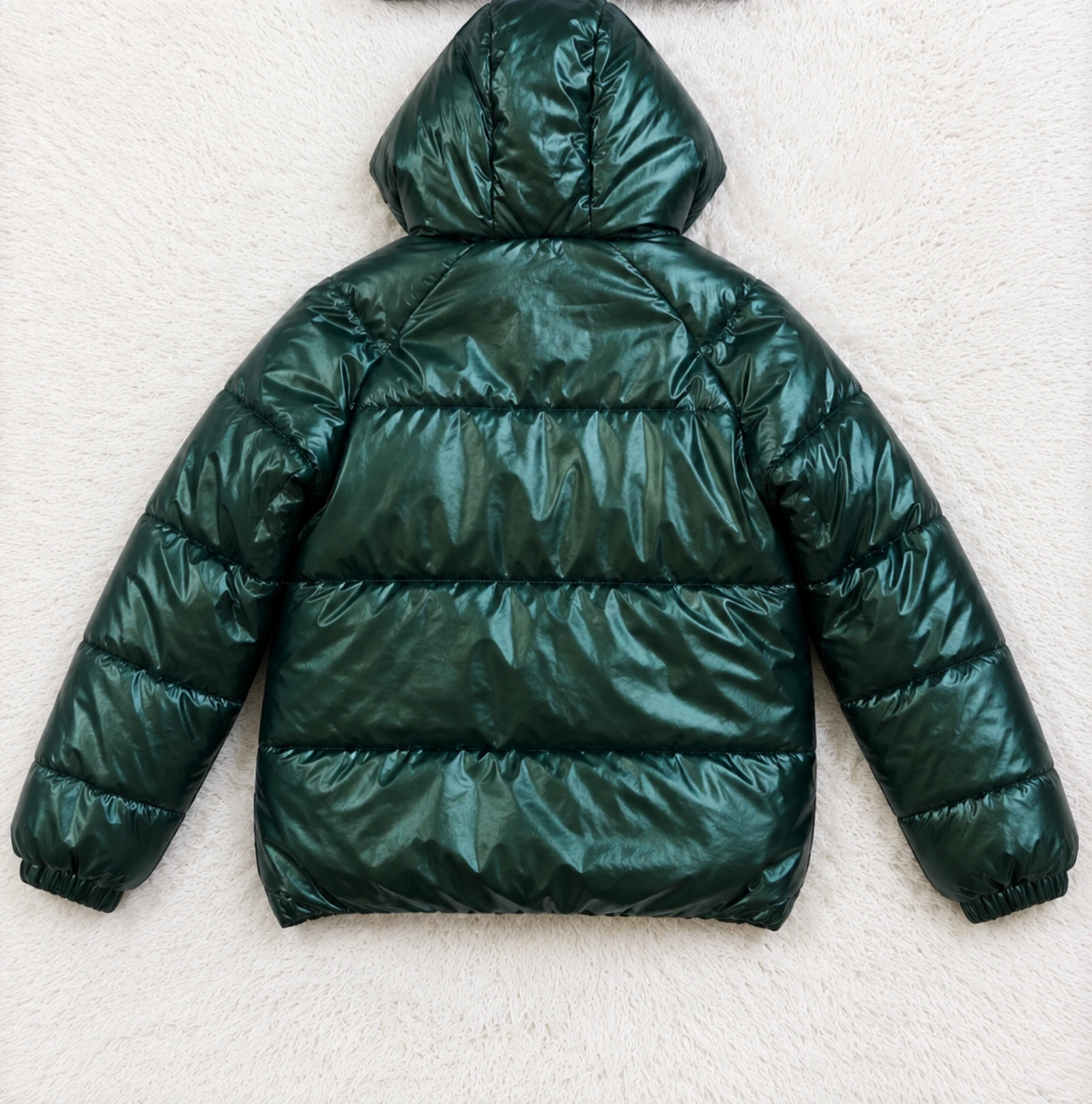 Shiny pearl green hooded down jacket lined with pink fleece 14 years old 👒 – photo 5